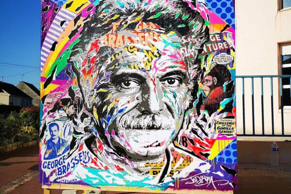 100 ANS GEORGES BRASSENS technique mixte sur toile 250215250 by Jo Di Bona Mitry Mory 20218212Fond drsquoArt Contemporain