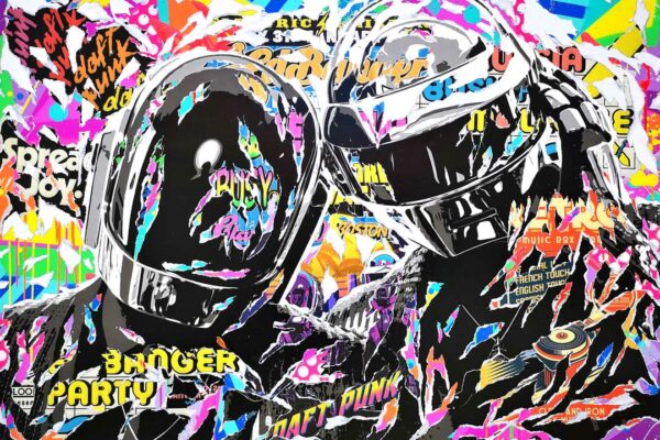 DAFT PUNK technique mixte sur toile 90215130 by Jo Di Bona 20228212Collection privee