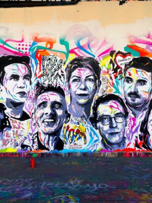 Mur realisee pour le film SEROPOSITIFS LE VIRUS DE LrsquoEXCLUSION diffuse en prime time sur FRANCE 5 by Jo Di Bona LrsquoAerosol Paris 2018